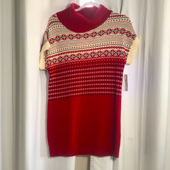 Tommy Hilfiger Tops - New Tommy Hilfiger Nordic RED CREAM SWEATER WOMENS TOP M